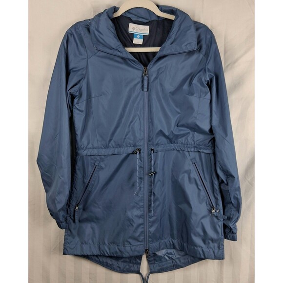 Women's Columbia Sustina Springs Hooded Windbreaker Jacket Blue Dusk Size XS - Picture 1 of 15
